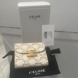 Celine SMALL FLAP WALLET TRIOMPHE IN TRIOMPHE CANVAS